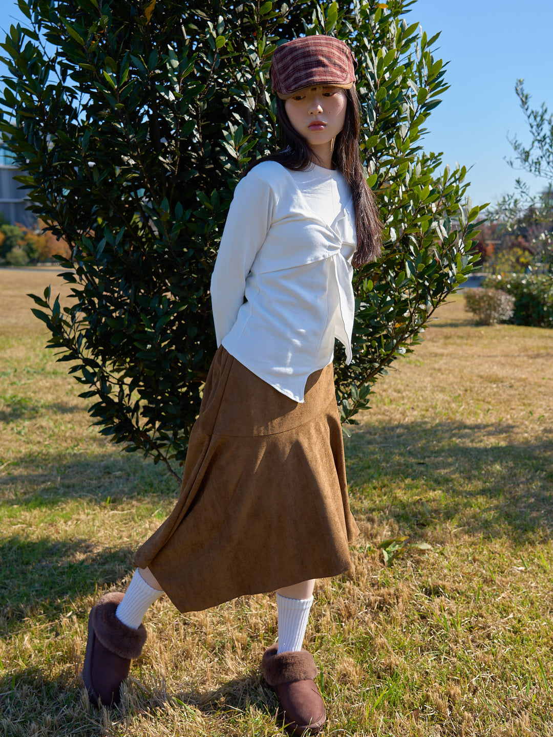 suede asym skirt