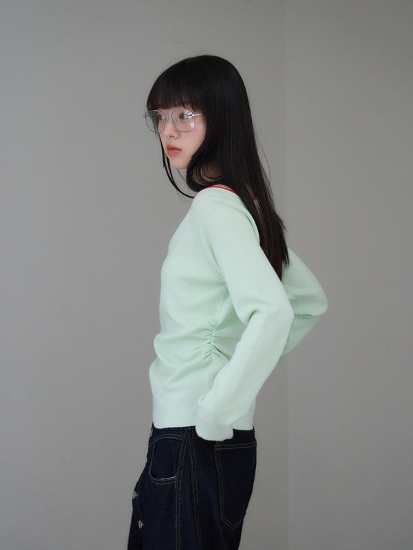 colorblock asymmetry shoulder knit