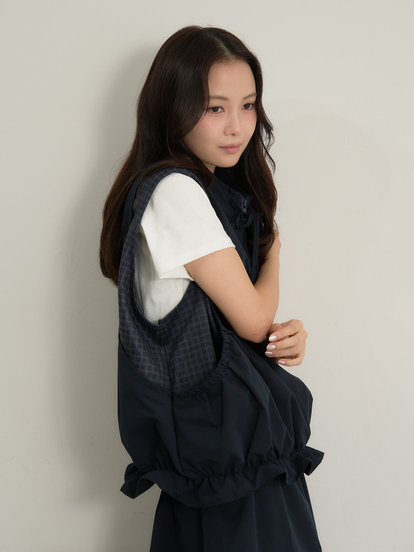 check vest & skirt set