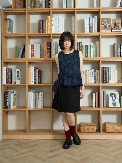 dot sleeveless blouse set