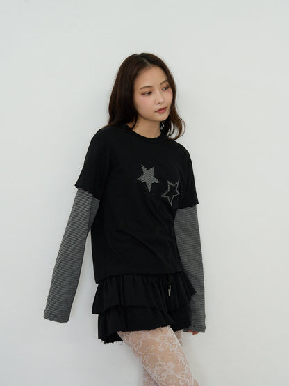 star border layered long sleeve tee
