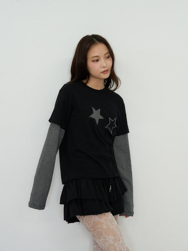 star border layered long sleeve tee