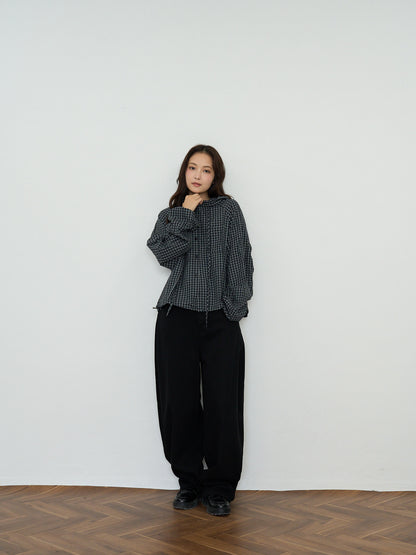 check hooded shirt