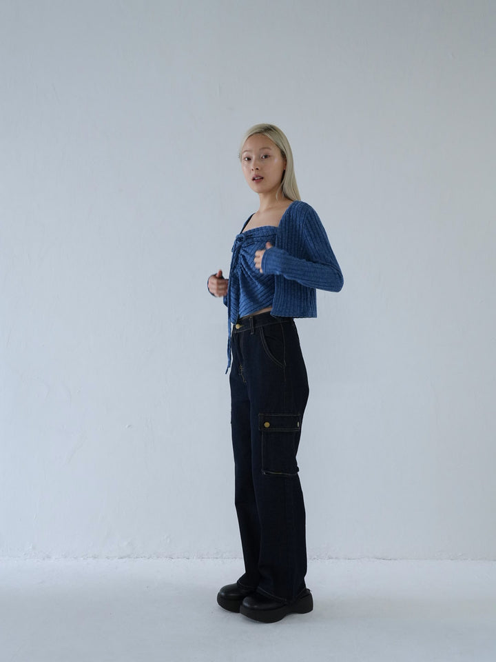 【 10月上旬発送予定 】ribbed ruched cami & cardigan set