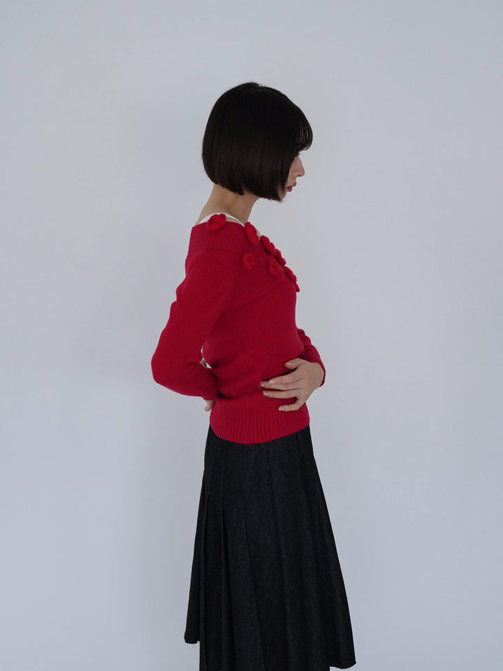 【 8月26日発送予定 】flower knit top