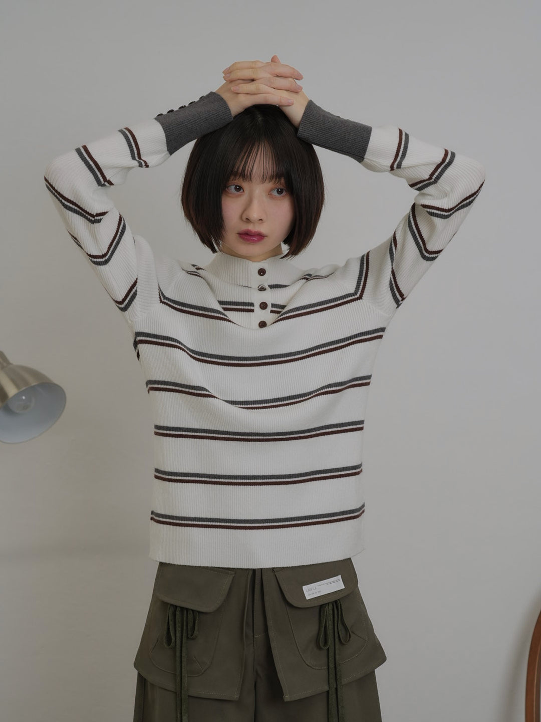 border rib knit  top