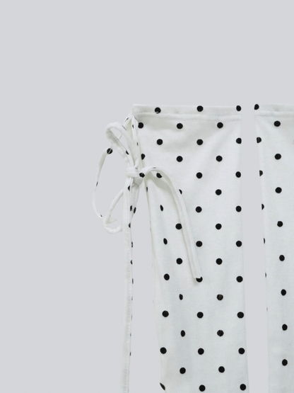 polka dot lace-up leg warmers