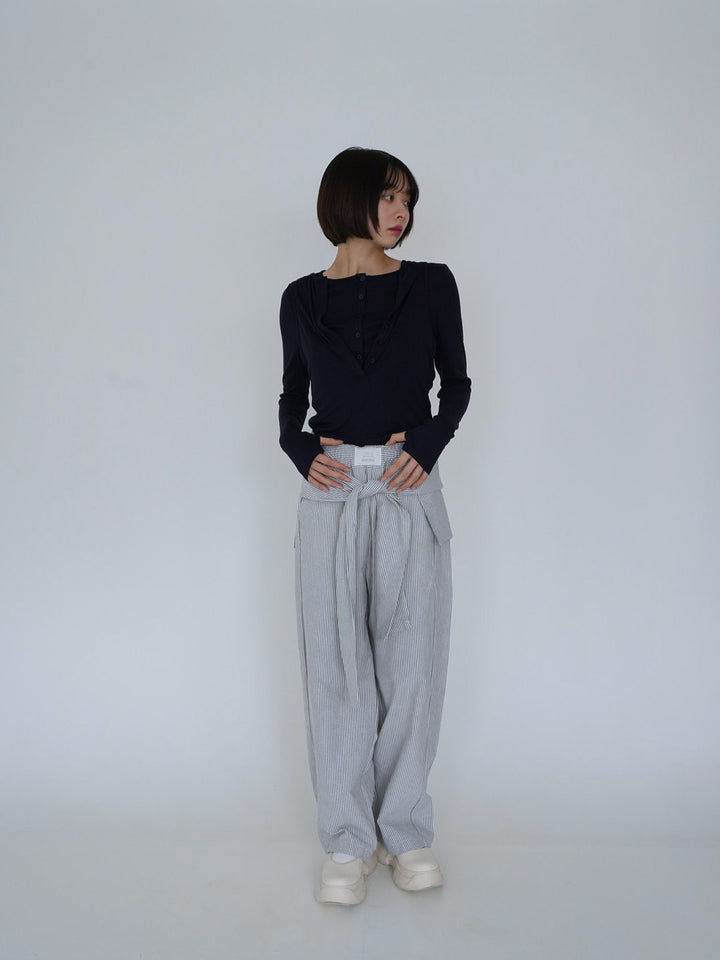 【8月26日発送予定】waist ribbon wide pants