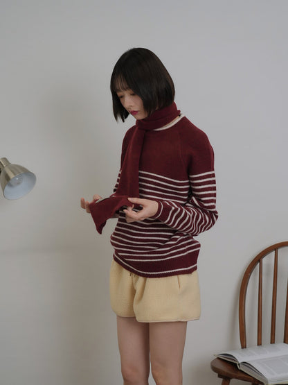 border knit top scarf set