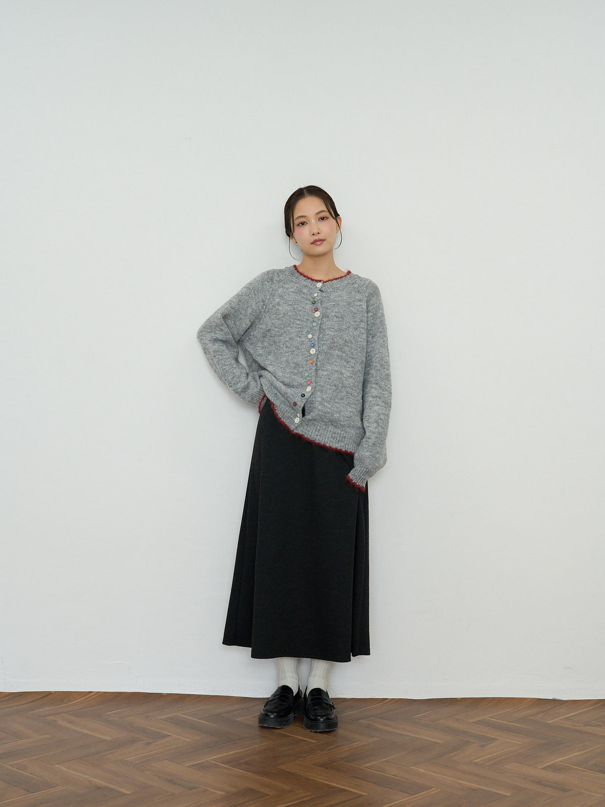 color button knit cardigan