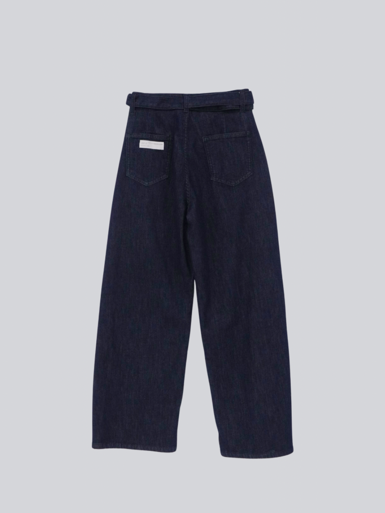 belted high waist denim pants