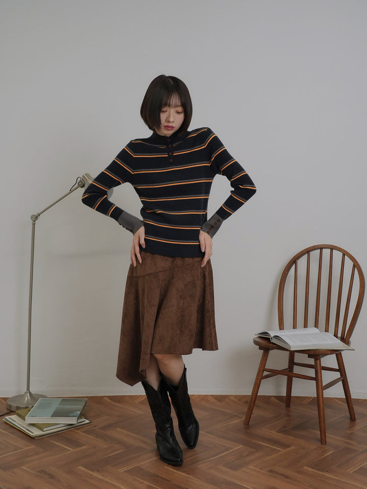 border rib knit  top