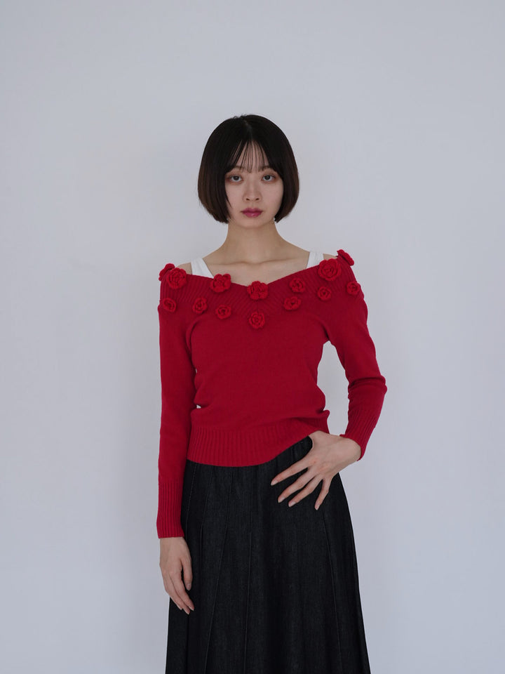 【 8月26日発送予定 】flower knit top