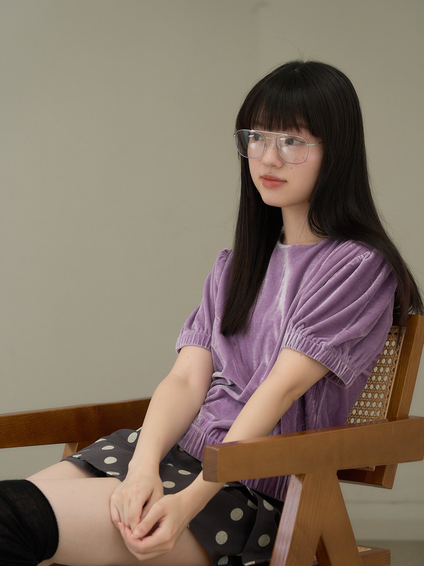 velour puff sleeve top