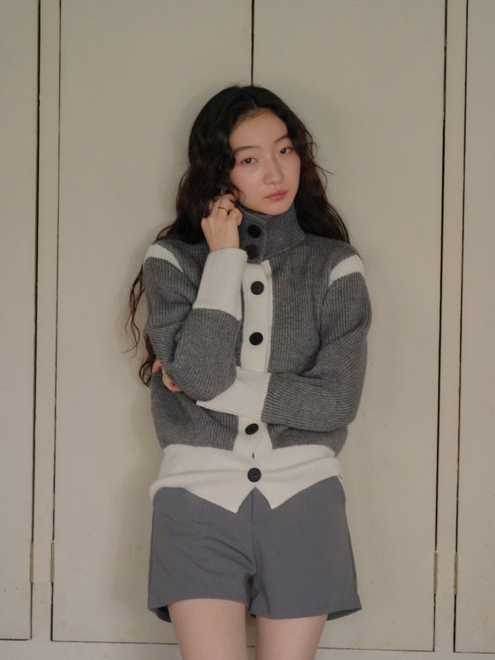 color block knit cardigan