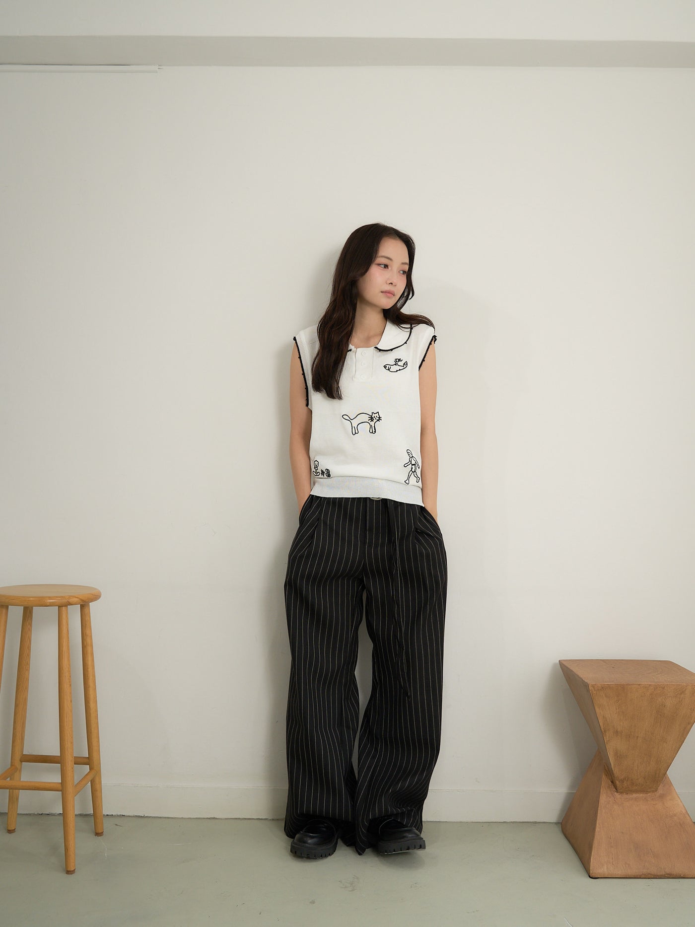 stripe wide pants