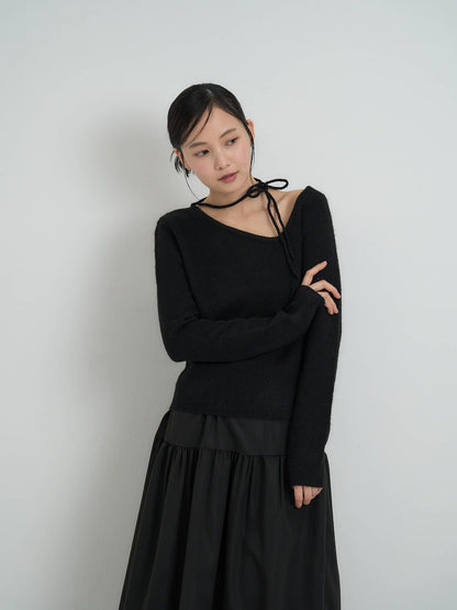 ribbon choker knit top