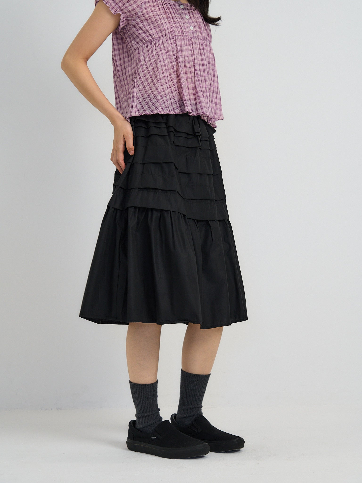 tiered pleated midi skirt｜ティアードフレアスカート｜uenui – Uenui