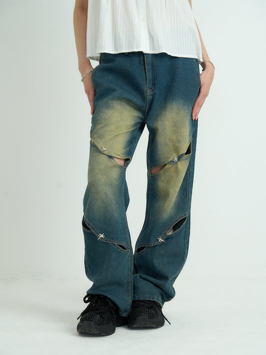 studs cut denim pants