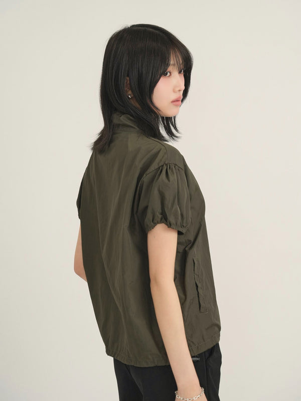 stand collar zip short jacket