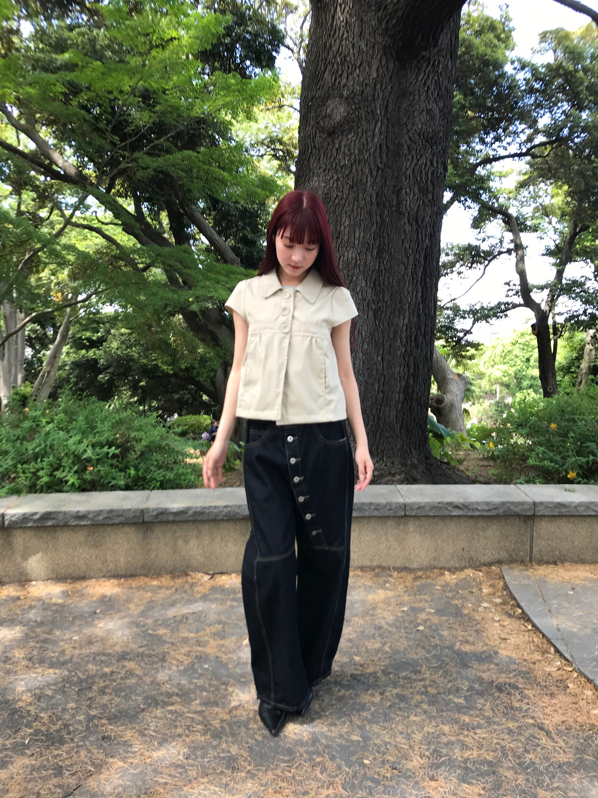 アシンメトリー ワイドデニムパンツ 大人カジュアル レディース Uenui