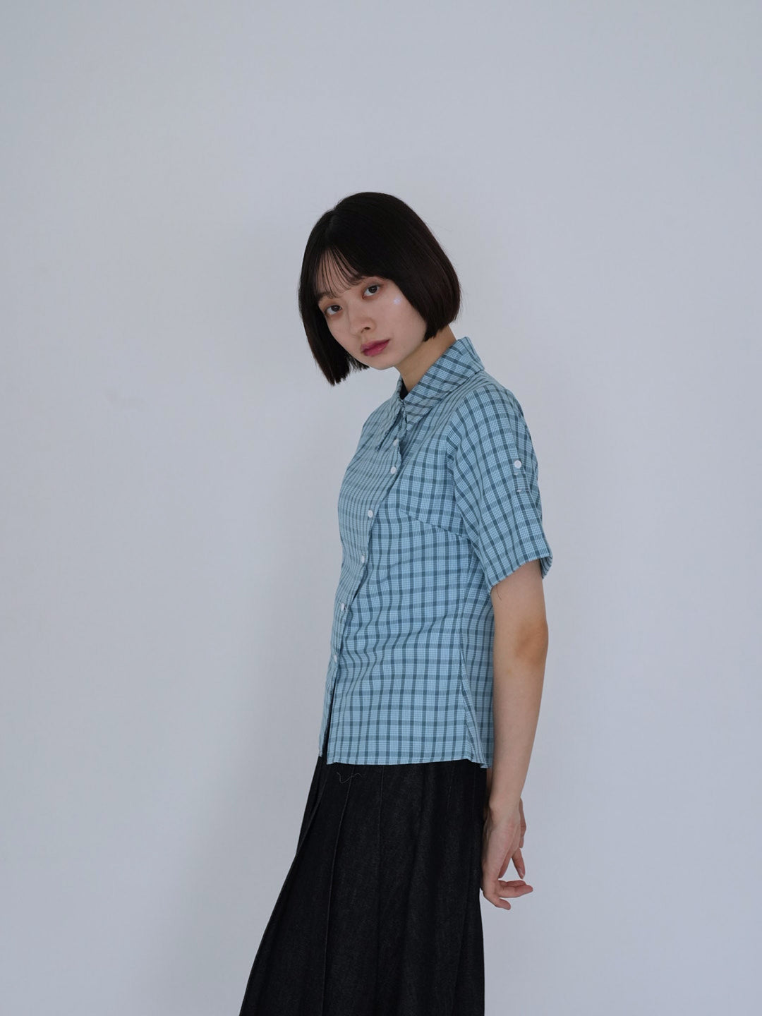 retro check button shirt