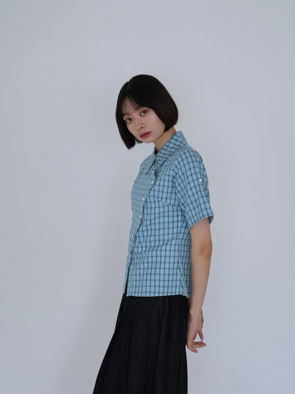 retro check button shirt