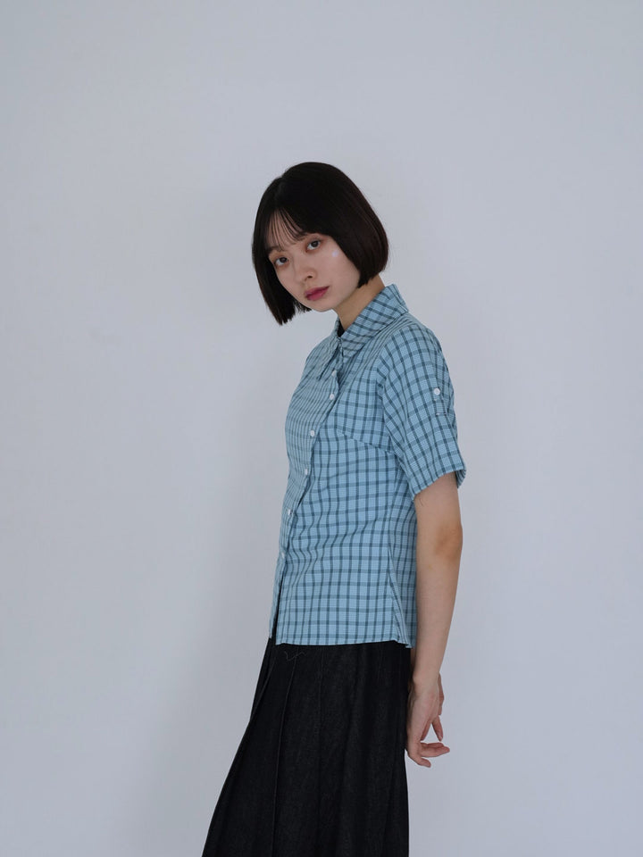 retro check button shirt