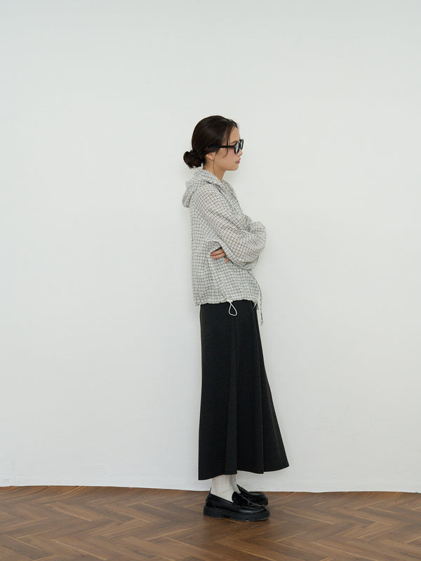 check hooded shirt