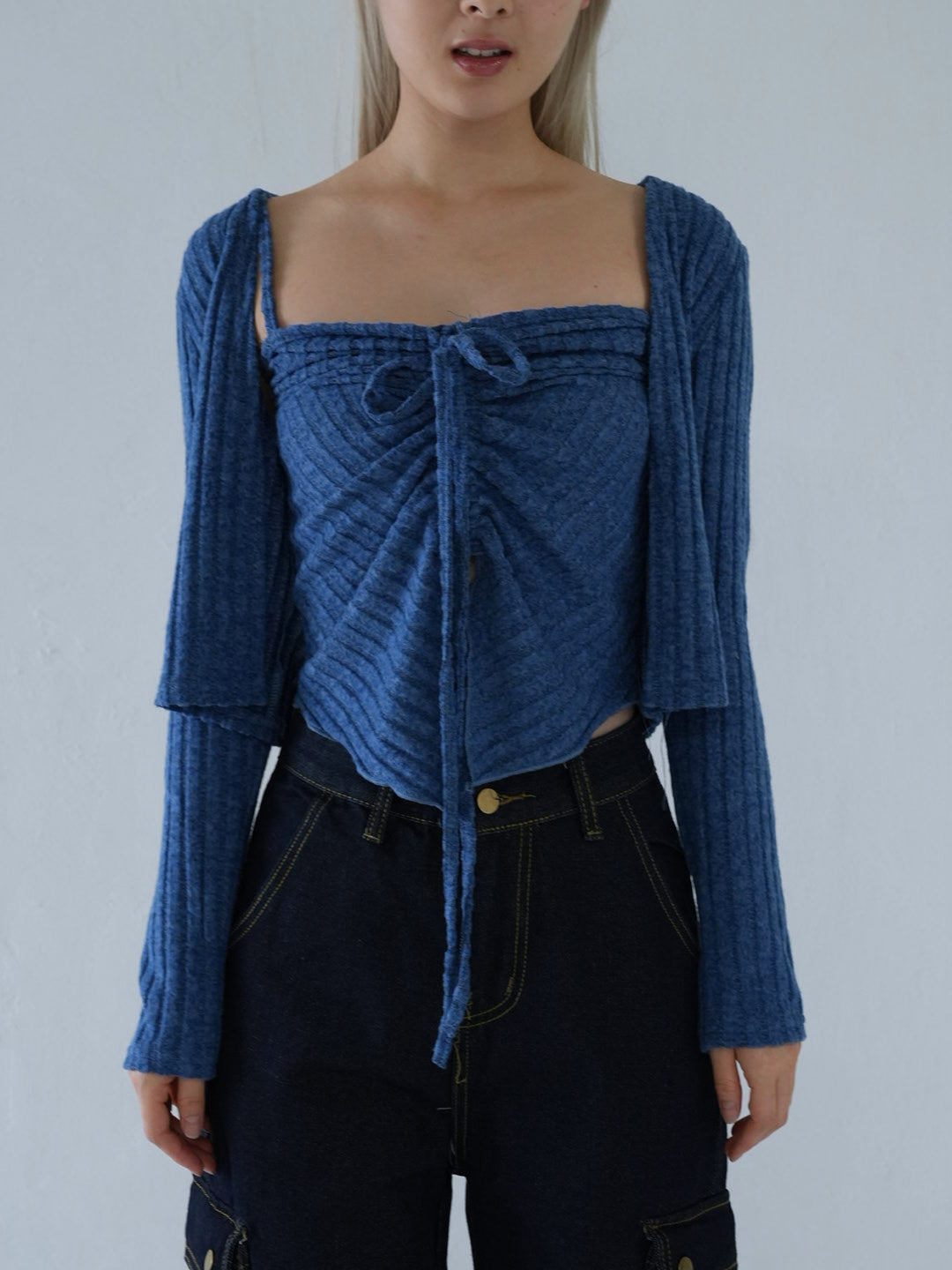 【 10月上旬発送予定 】ribbed ruched cami & cardigan set
