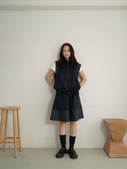 check vest & skirt set