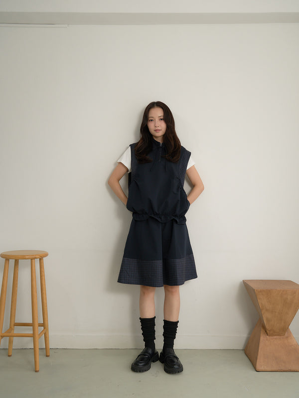 check vest & skirt set