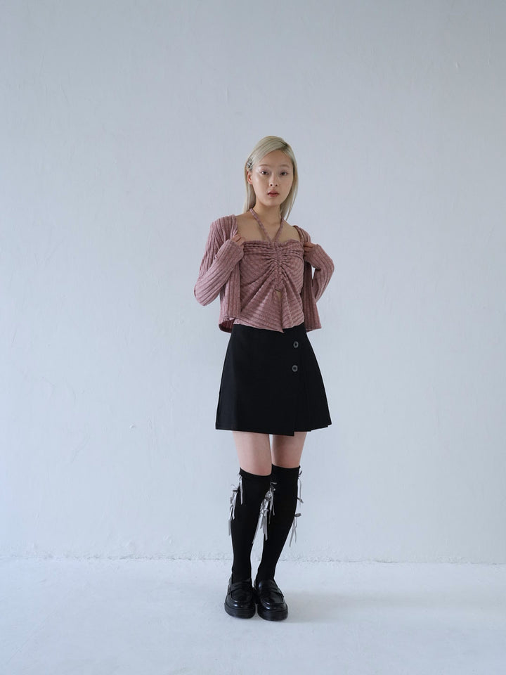 【 10月上旬発送予定 】ribbed ruched cami & cardigan set