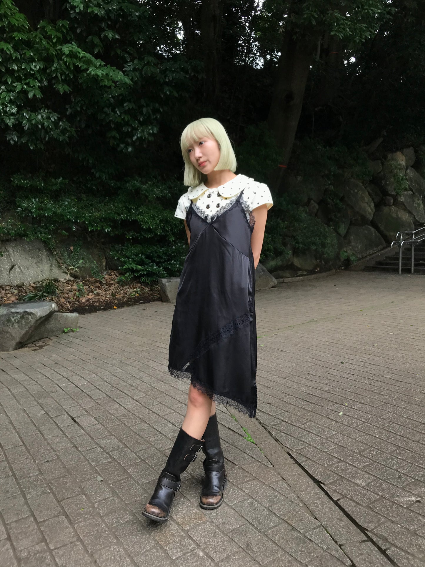 lace satin slip dress