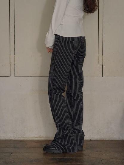 low rise pinstripe flare pants