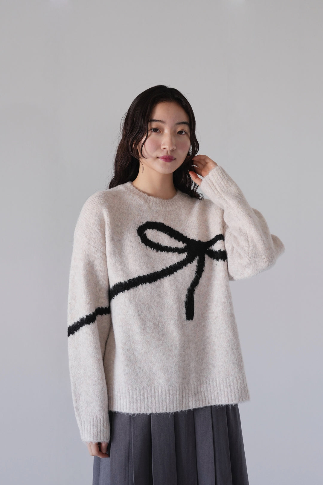 flow diagonally ribbon knit