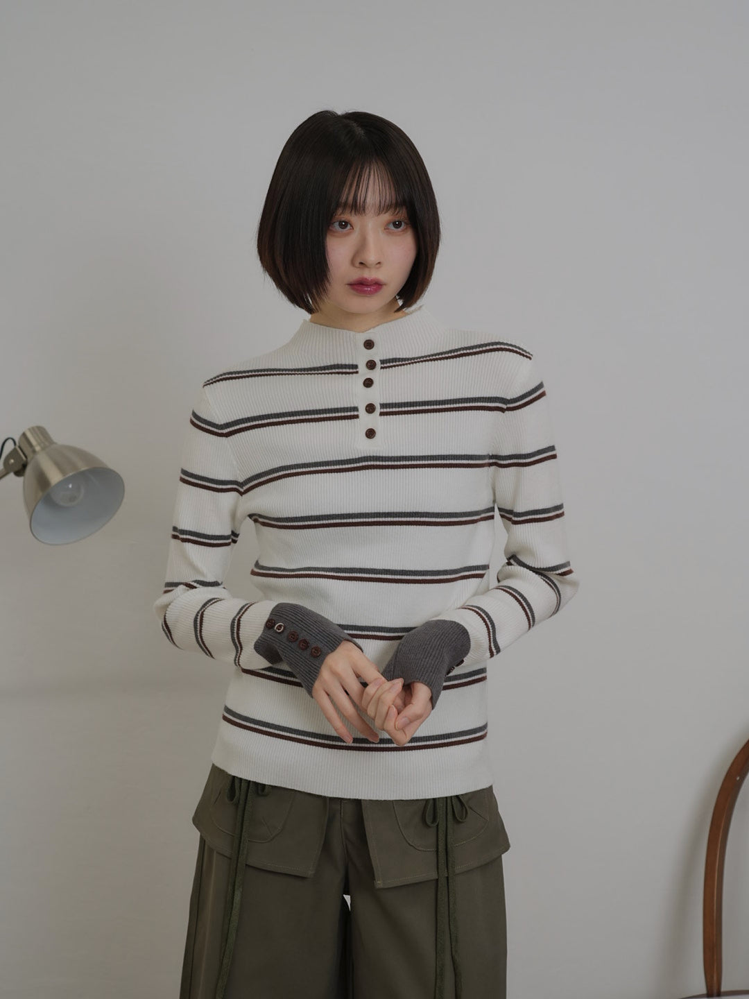 border rib knit  top