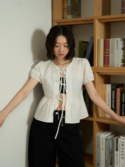 ribbon flare blouse