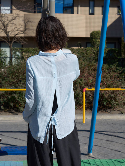 crinkle ribbon long sleeve shirt