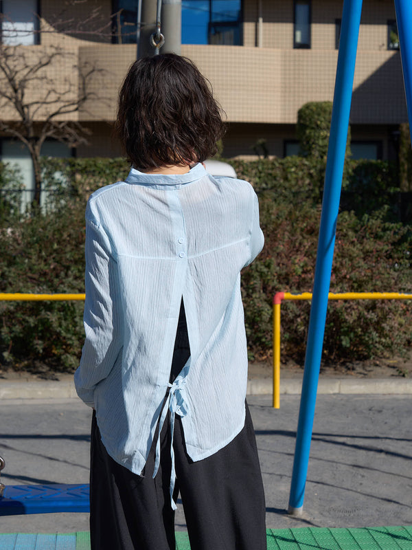 リボン シワ感シャツ カジュアルガーリー レディース Uenui