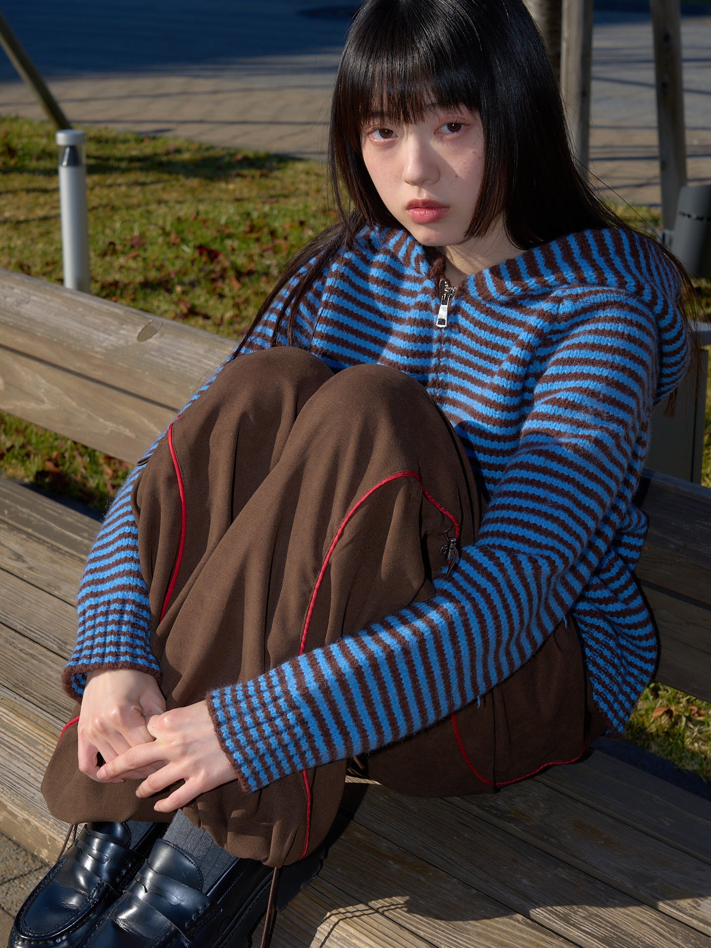 stitch line wide pants