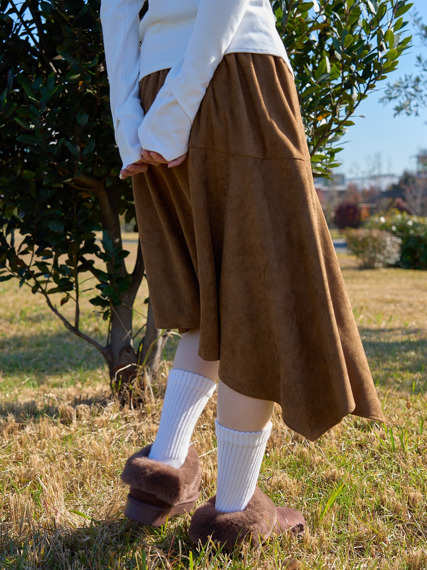 suede asym skirt