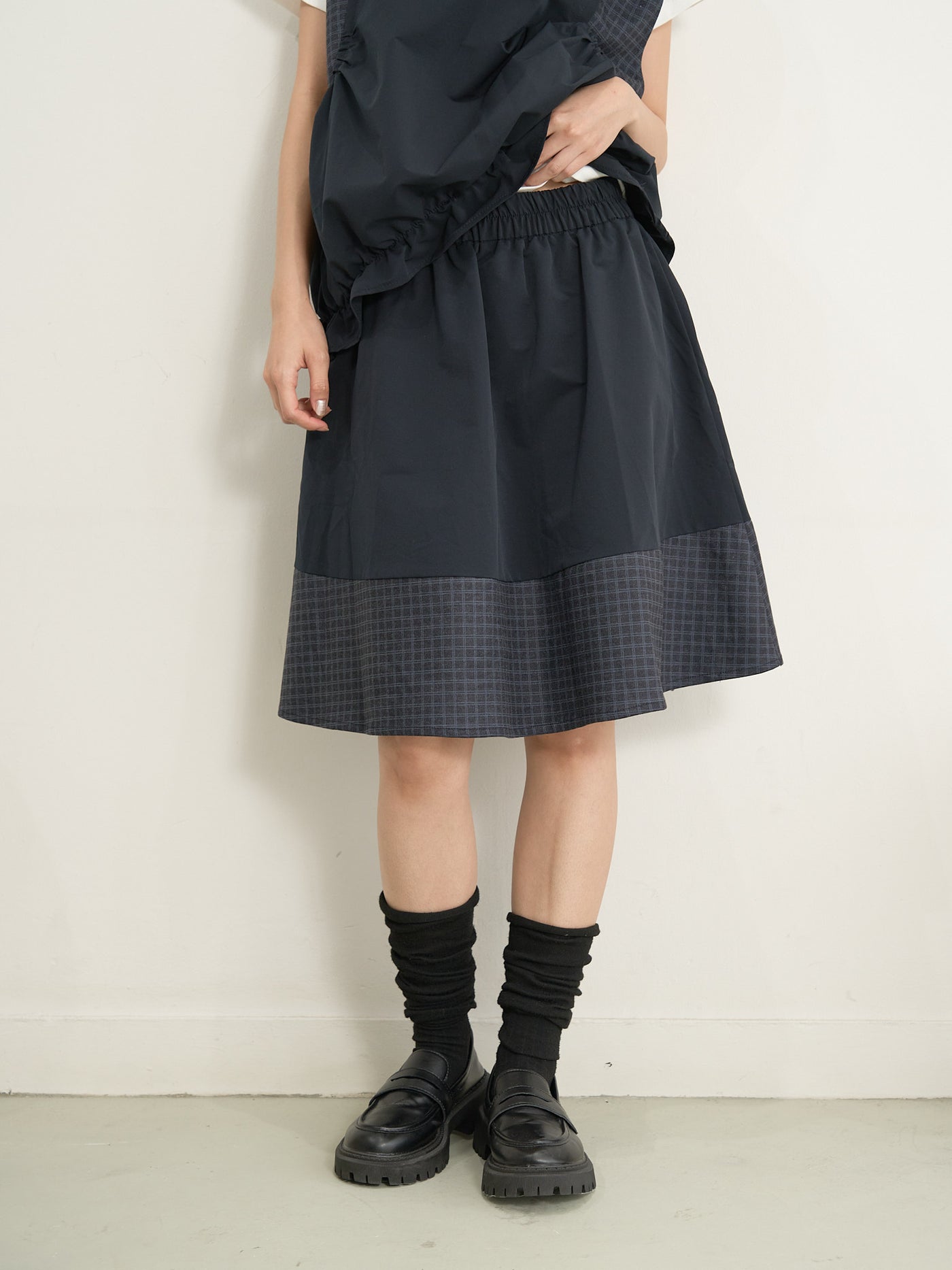 check vest & skirt set