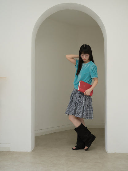 navy check skirt