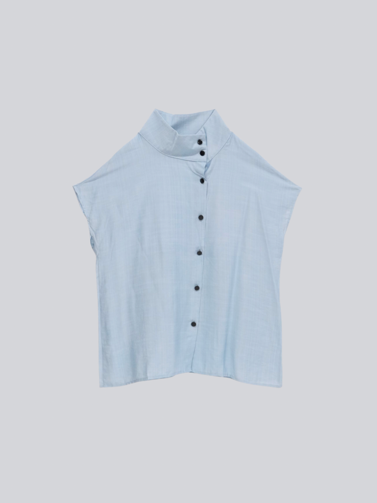 cotton linen stand collar shirt