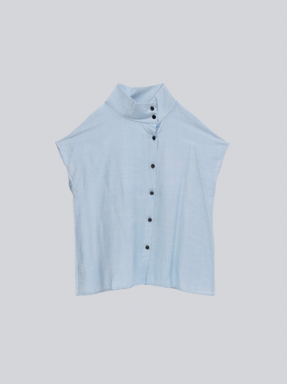 cotton linen stand collar shirt