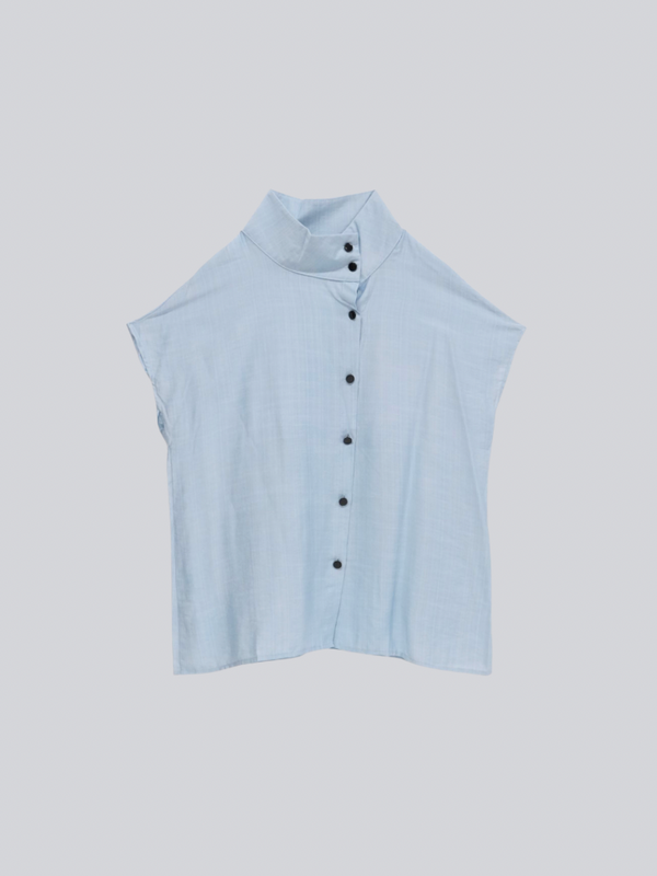 cotton linen stand collar shirt