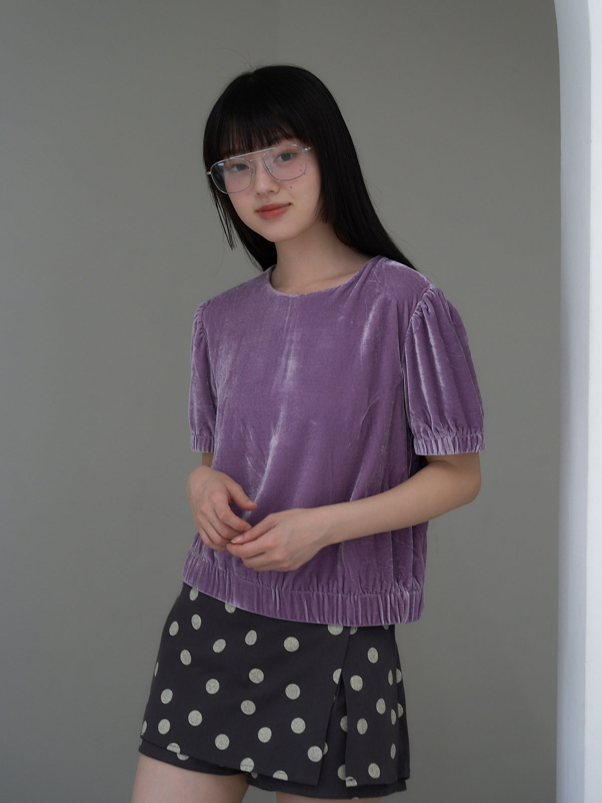 velour puff sleeve top