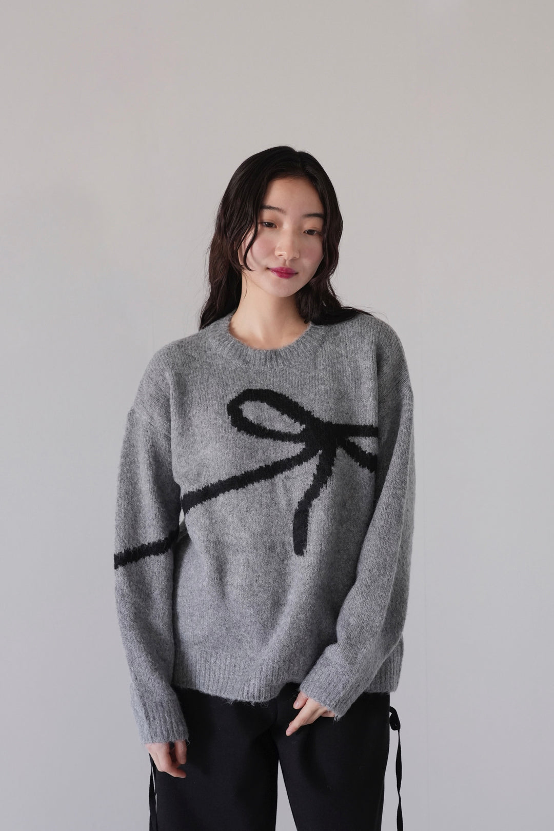 flow diagonally ribbon knit