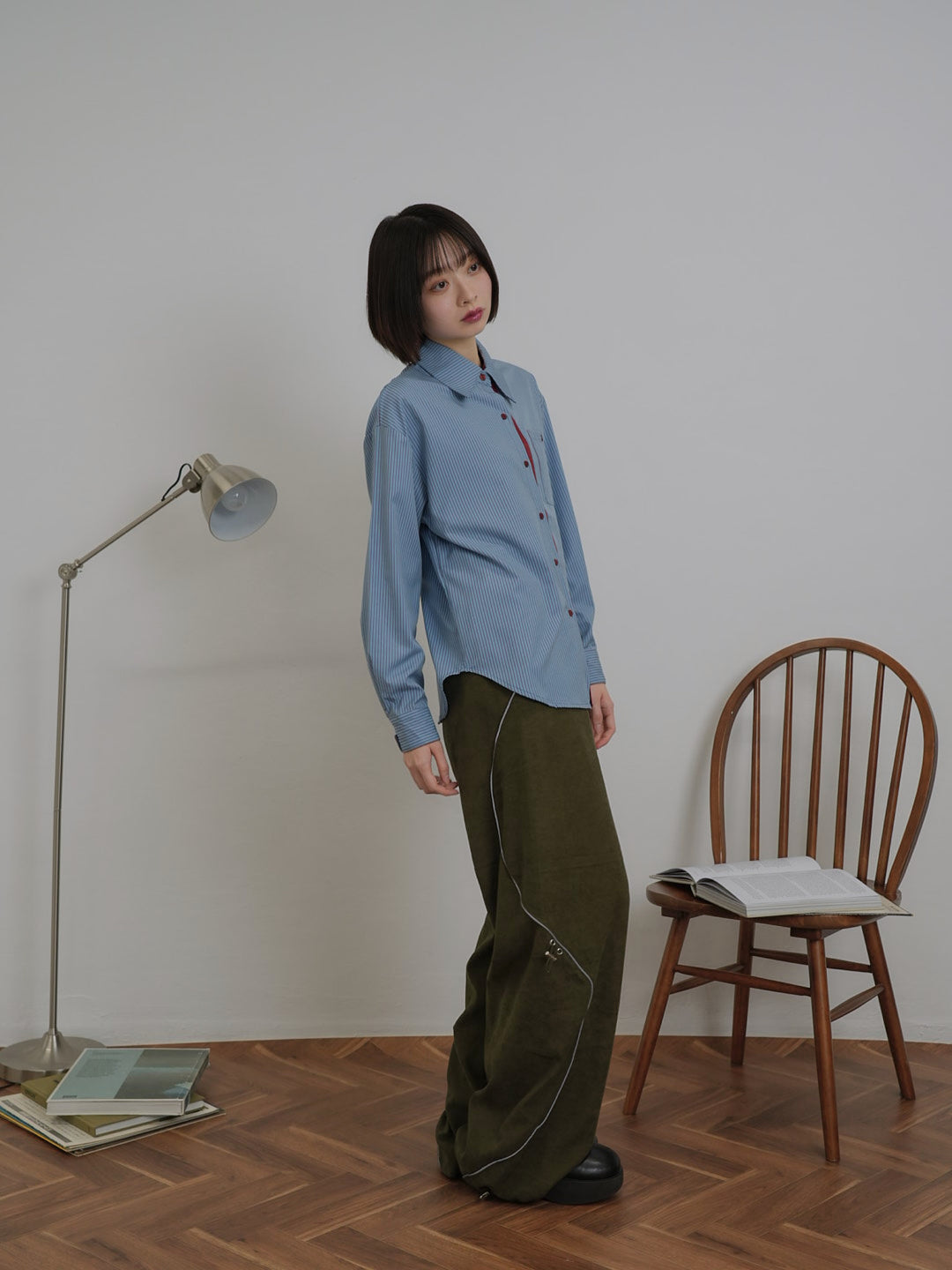 stitch line wide pants